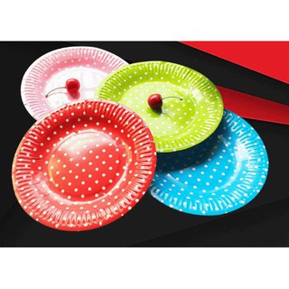 Dĩa Giấy Chấm Bi 19cm - 10 Cái