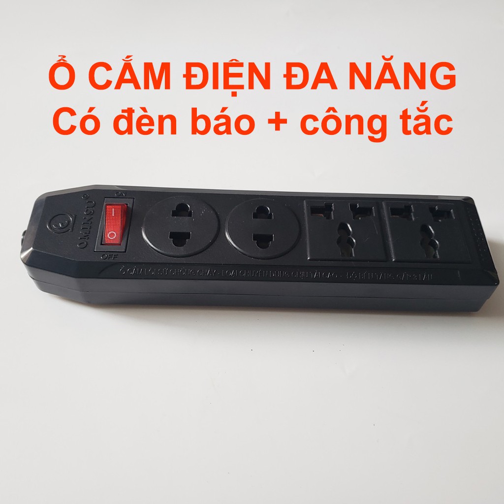 Ổ cắm điện 4 ổ cắm có ổ đa năng, công tắc đèn báo không dây bắt bảng, tủ Hãng Ominsu