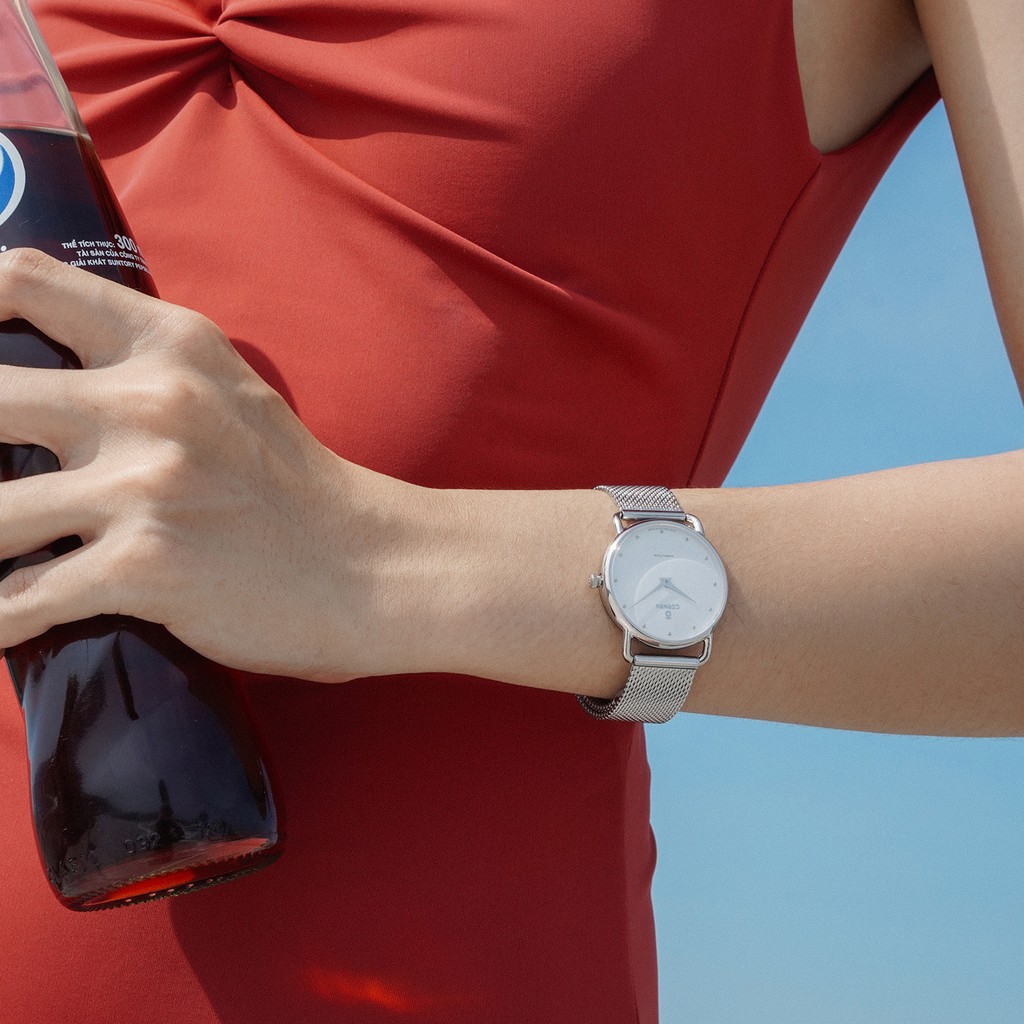 Đồng Hồ Nữ Curnon Hamilton Anne Dây Kim Loại Chính Hãng, Thiết Kế Mặt Vòm Hiện Đại