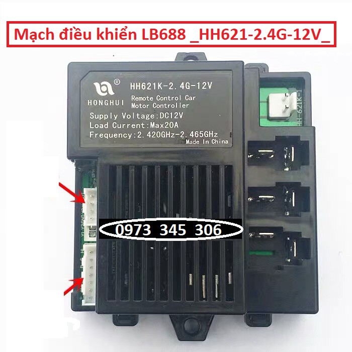 Mạch điều khiển ô tô xe điện trẻ em HH-621K-2.4G-12V (Dùng cho xe LB-688 ABM 1188-5288) - Bảo hành 06 tháng .