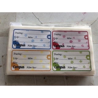 tập 20 cái nhãn vở campus flower có keo dán sẵn