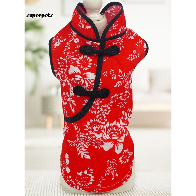 Bộ sườn xám hình chú chó thời trang mùa xuân có thể giặt được