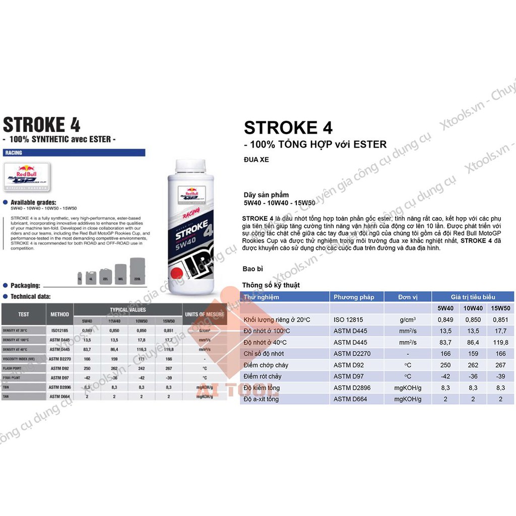 Nhớt xe máy 4t cao cấp IPONE STROKE 4 5W40 1L nhập khẩu PHÁP tổng hợp toàn phần cho xe số, côn tay và moto phân khối lớn