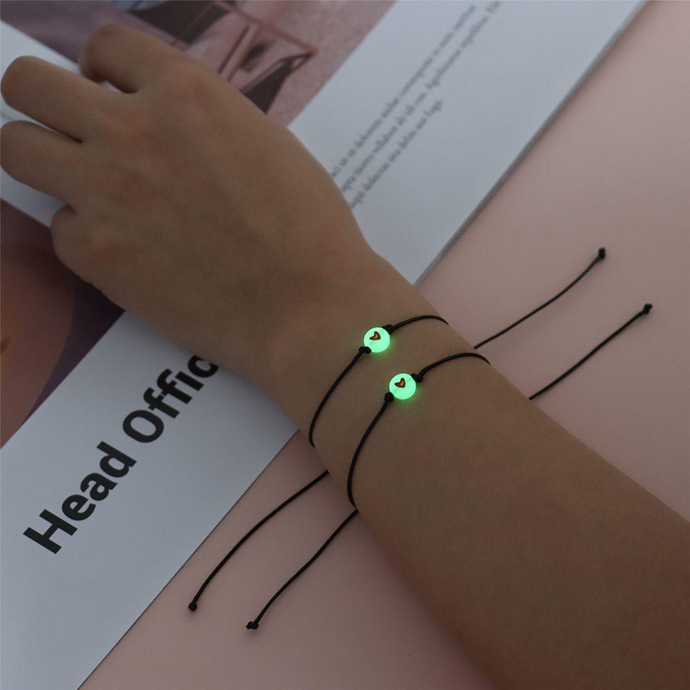 EUCA Bộ 2 Dây Thừng Đính Hạt Trái Tim Phát Sáng Có Thể Điều Chỉnh Sáng