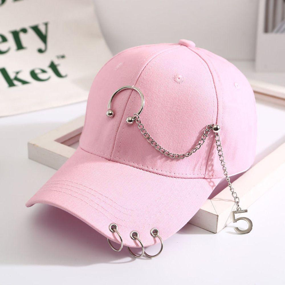 Mũ lưỡi trai cotton phối chuỗi xích đơn giản cá tính thời trang phong cách punk