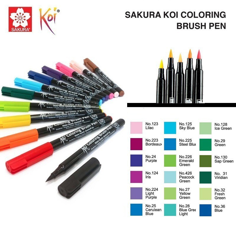 Bút cọ thư pháp màu nước SAKURA (Bán lẻ) - SAKURA KOI Coloring Brush Pen Chính Hãng
