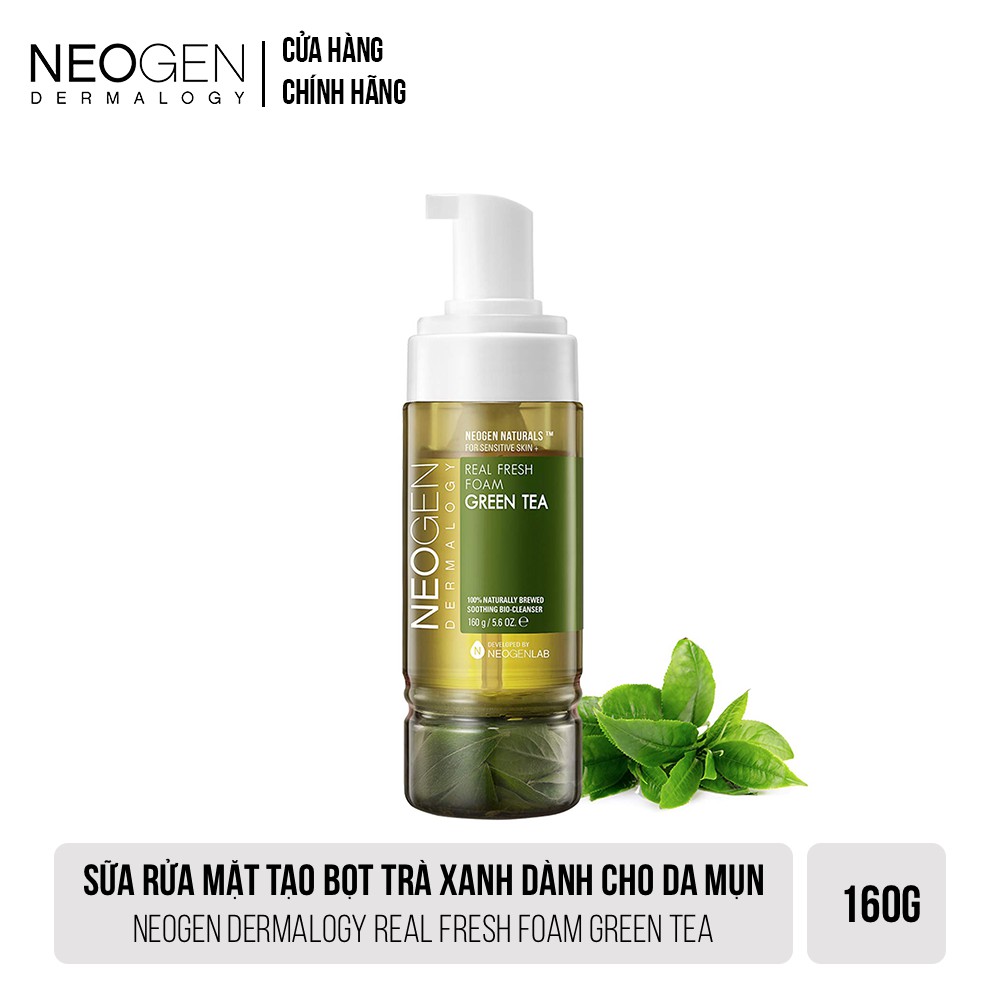 [MUA 1 TẶNG 1]Sữa Rửa Mặt Tạo Bọt Trà Xanh Dành Cho Da Mụn Neogen Dermalogy Real Fresh Foam Green Tea 160ml