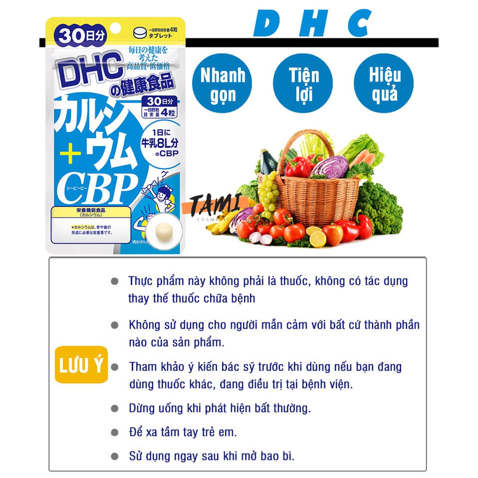 Viên uống bổ sung canxi DHC Nhật Bản Calcium + CBP giúp xương chắc khỏe thực phẩm chức năng gói 30 ngày TM-DHC-CA30