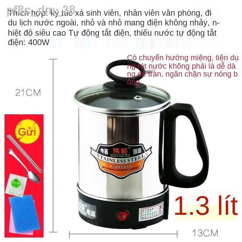 cốc hâm nóng điện bằng thép không gỉ nấu cơm Nồi cháo mini cầm tay Du lịch