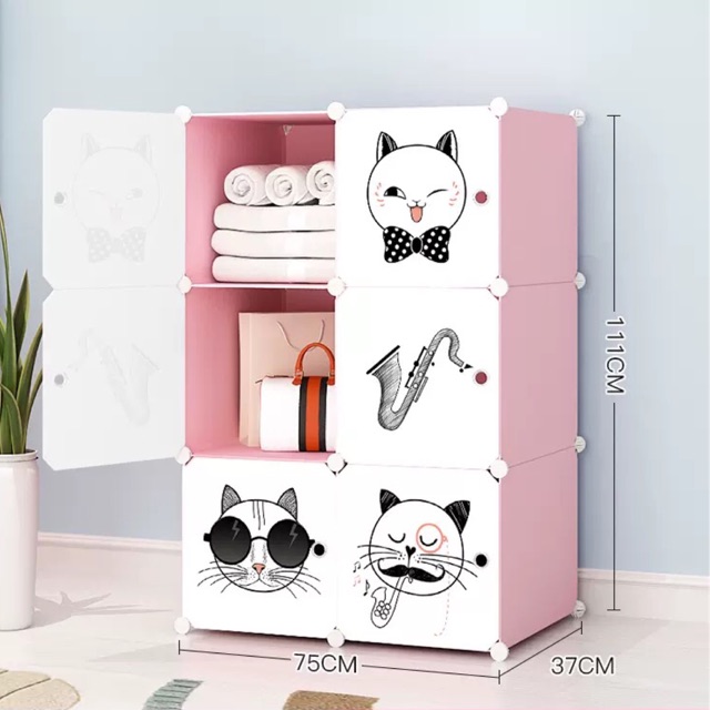 TỦ NHỰA LẮP GHÉP 6 Ô tặng kèm 1 treo đồ.