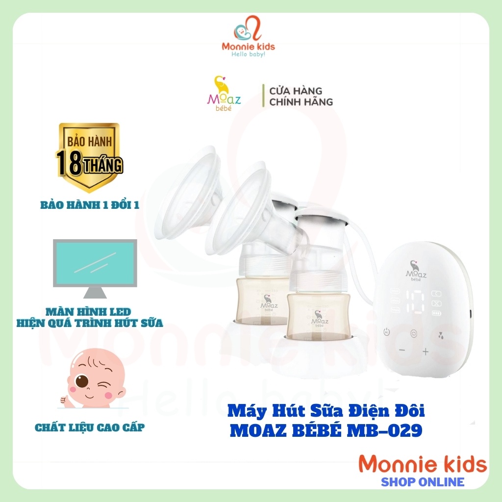 Máy Hút Sữa Điện Đôi MOAZ BÉBÉ MB–029 (Bảo Hành 18 Tháng)