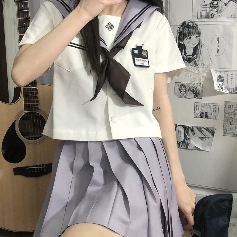 Set áo - váy Seifuku cơ bản hãng Lemon - màu tím - tặng kèm nơ #jk #Sei #Seifuku