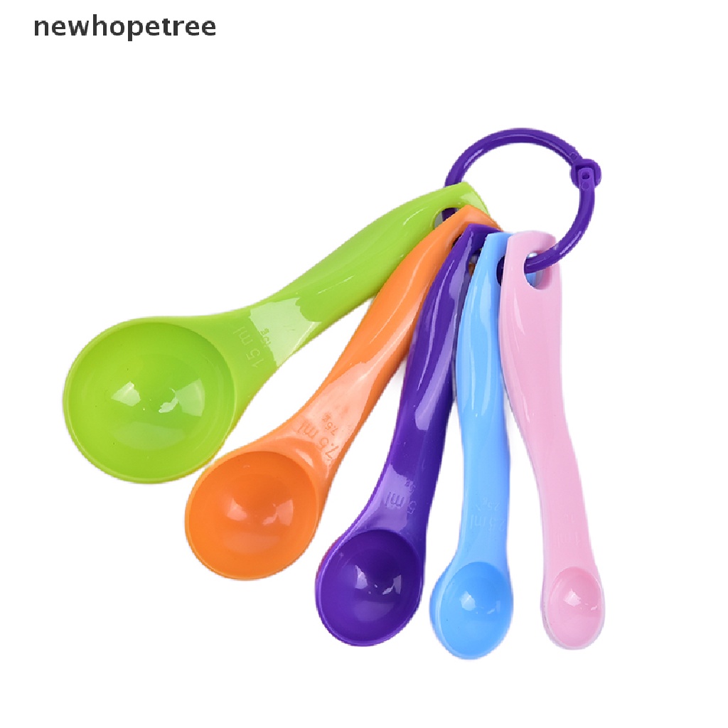 Bộ 5 Muỗng Đo Lường Làm Bánh Bằng Nhựa Nhiều Màu Sắc