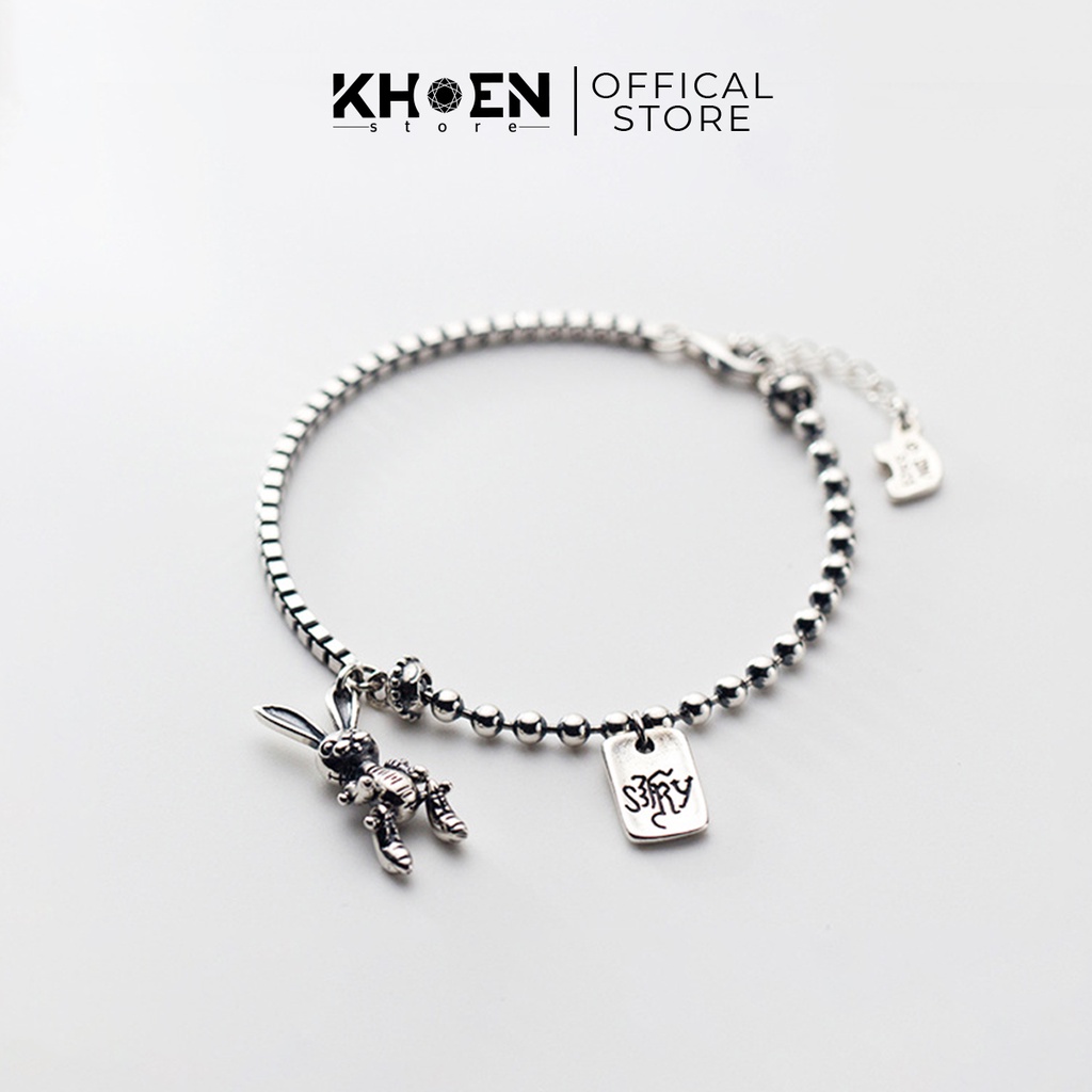 (1 Chiếc) Vòng tay thỏ xi Bạc 925 - Khoen Store