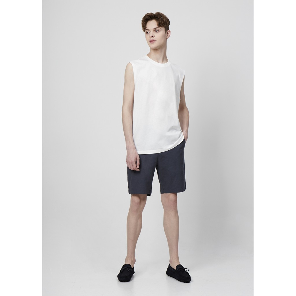 GIORDANO - QUẦN SHORT NAM VẢI LINEN MÀU XANH NAVY