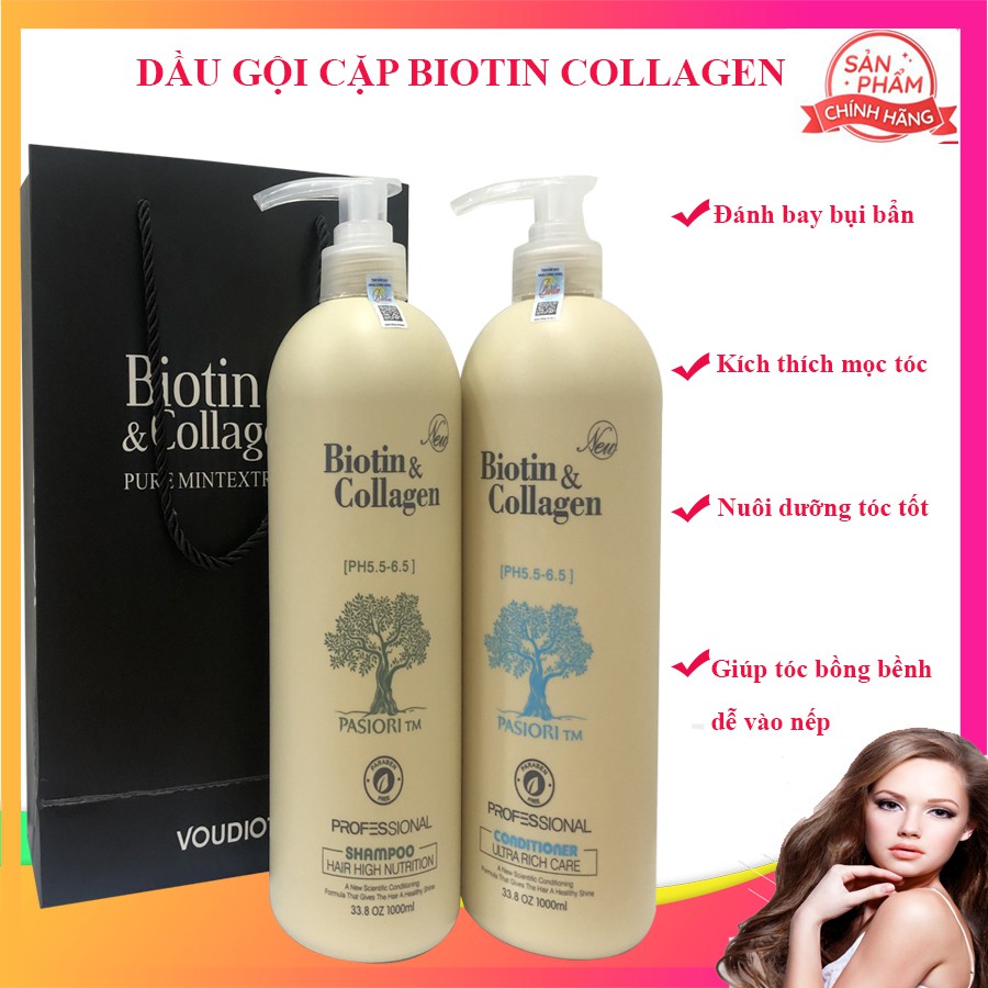 Giá Hot Dầu Gội Cặp, Dầu Gội - Xả Biotin Collagen - Dưỡng Tóc, Cung Cấp Độ Ẩm, Phục Hồi Hư Tổn. 1 Đổi 1 Trong 7 Ngày