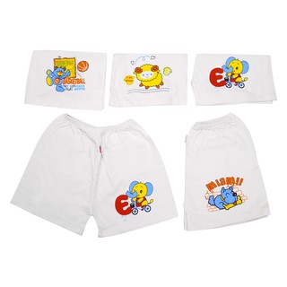 Set 5 Quần ngắn sơ sinh trắng in Nanio
