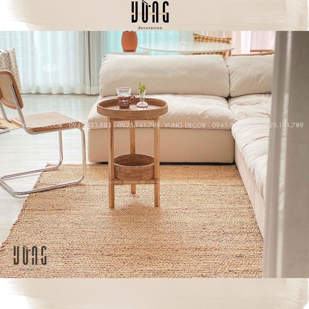 Thảm Bèo Chữ Nhật,Thảm Lục Bình VỪNG DECOR,Trang Trí Phòng Khách,Phụ Kiện Chụp Ảnh -Hàng VNXK [FreeShip-Giảm 10k Đơn 0đ]