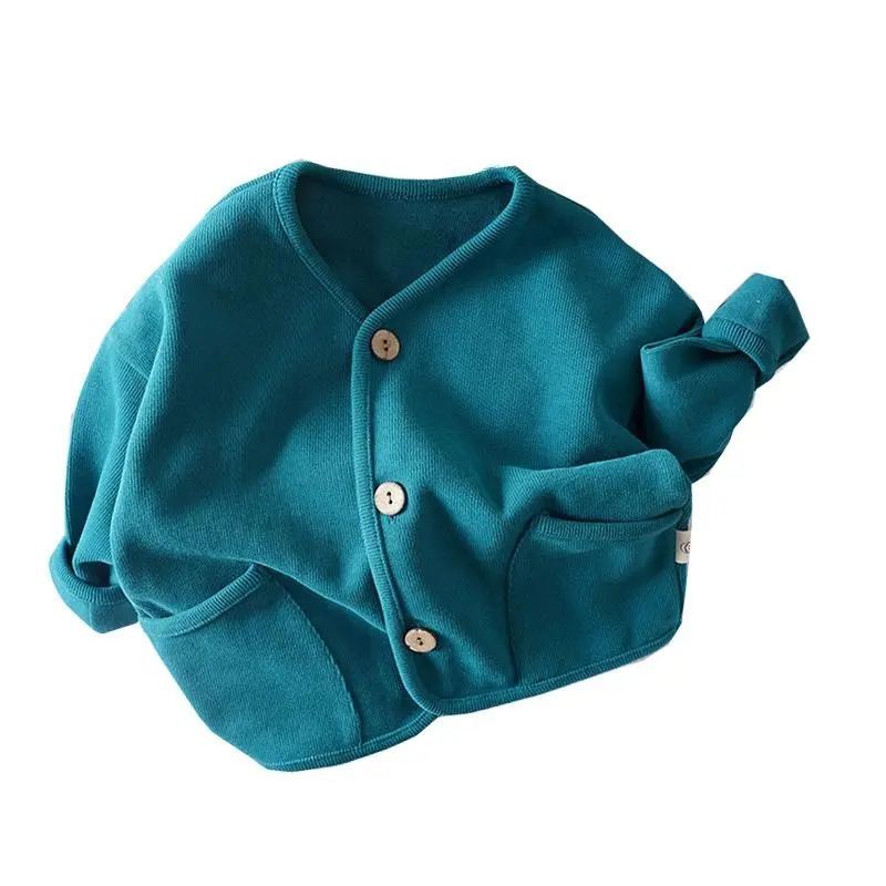 Áo khoác cardigan cotton tay dài dáng rộng phong cách phương Tây thời trang mùa thu dành cho bé