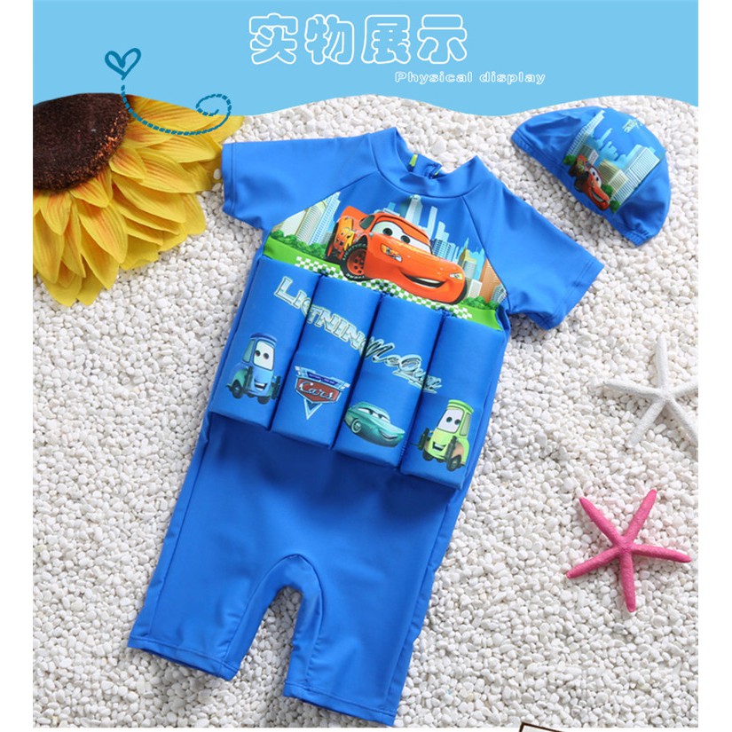 Đồ bơi bé trai gắn phao cực yêu kèm nón bơi_BT12