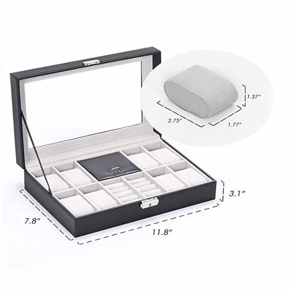 Hộp Da Đựng Đồng Hồ / Trang Sức 8 Ngăn Có Khóa