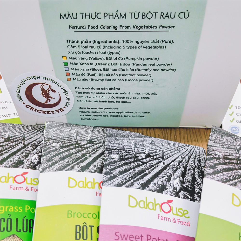 COMBO TẠO MÀU THỰC PHẨM  Từ  Bột Rau Củ HỮU CƠ Dalahouse_(Hộp 15 gói x 10g)