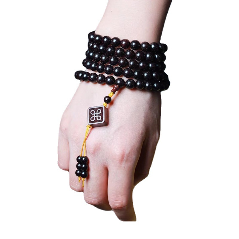 Vòng Tay Chuỗi Hạt Gỗ Đàn Hương Màu Đỏ 8mm 108 Hạt Thời Trang Cho Nam Và Nữ