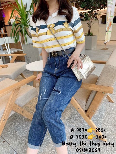 Quần bò jeans boy rách gối style năng động cực chất