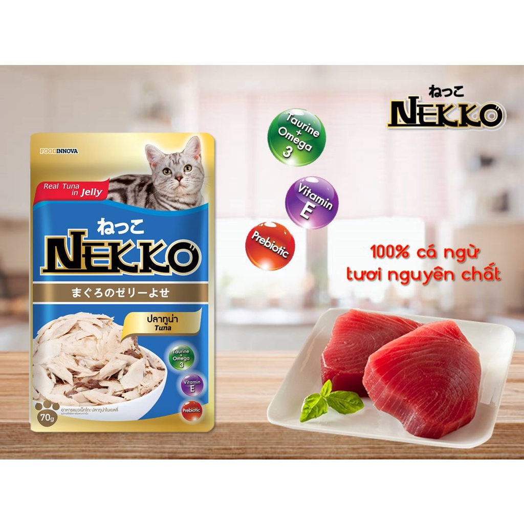 Pate Nekko cho mèo nhập khẩu từ Thái Lan, nhiều hương vị thơm ngon, gói 70g | Bé Ba Petshop