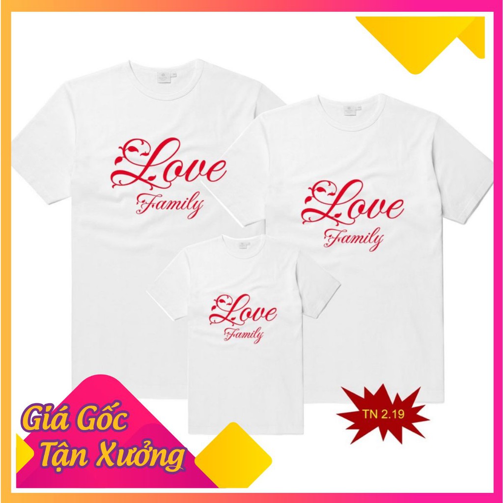 Áo thun gia đình Thanh Nga full size mẫu LOVE FAMILY