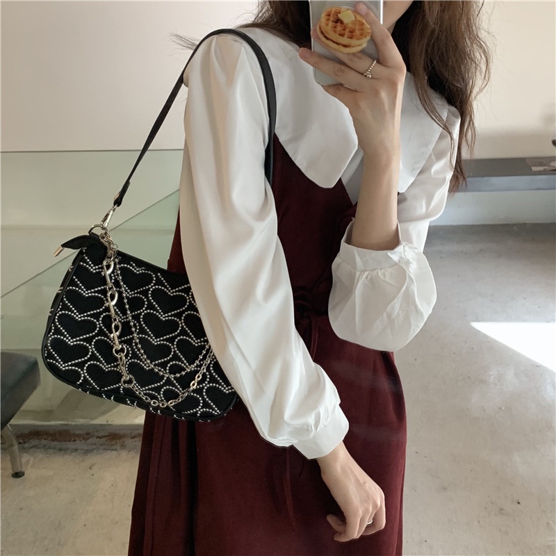 Ielgy Niche Túi Xách Đeo Vai Một Bên Vai Hình Trái Tim Cổ Điển Cá Tính Cao Cấp Dễ Phối Đồ Dành Cho