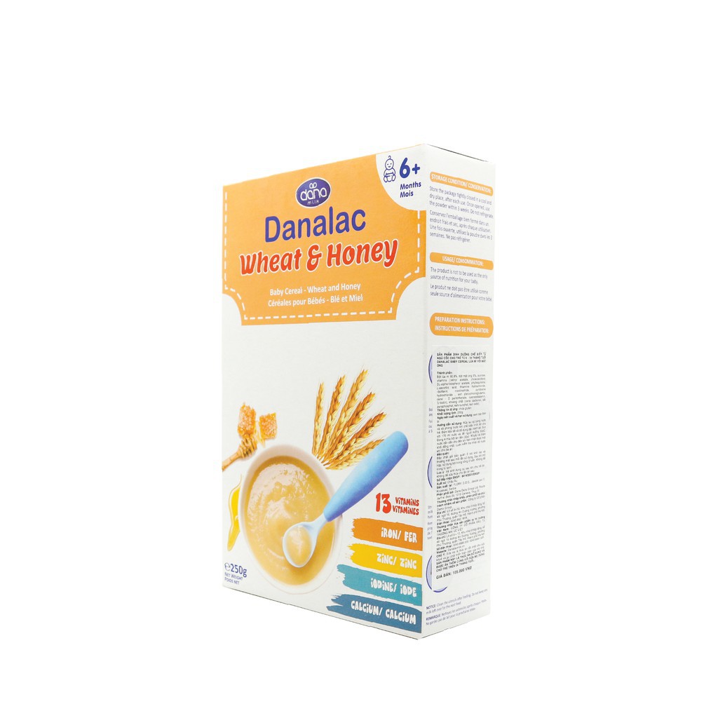Bột ăn dặm DANALAC lúa mì và mật ong - Hộp 250g