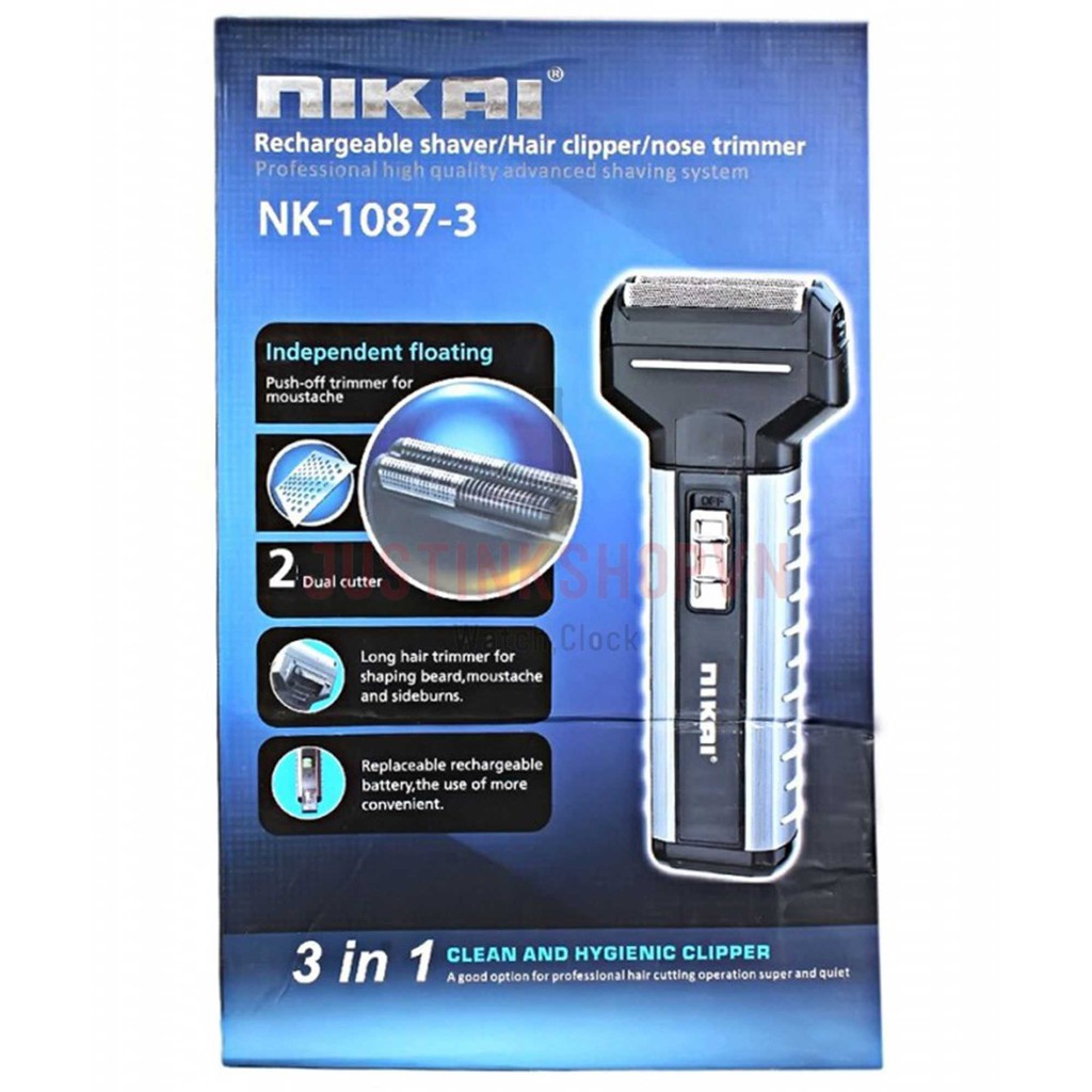 Tông đơ đa năng điện Nikai NK-1087-3 (3 in 1) có ba chế độ cắt tóc, cạo râu và tỉa lông mũi - JLVQ-2429-TDDN