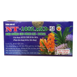 Phân bón túi lọc kích thích ra hoa cho phong lan và cây kiểng NT- 1602. HK2 - hộp 20 gói