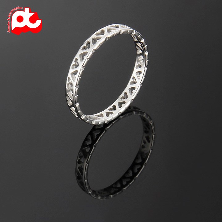 Nhẫn titan nữ trái tim cách điệu cao cấp thép không gỉ titanium