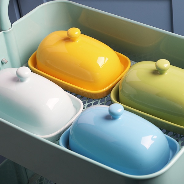 Đĩa gốm SWEEJAR có nắp đậy dùng đựng bơ tiện lợi