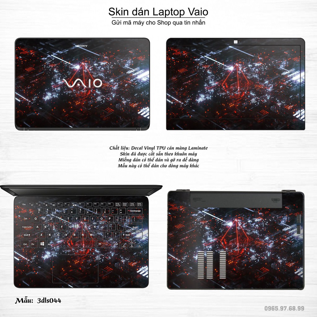 Skin dán Laptop Sony Vaio in hình 3D họa tiết (inbox mã máy cho Shop)