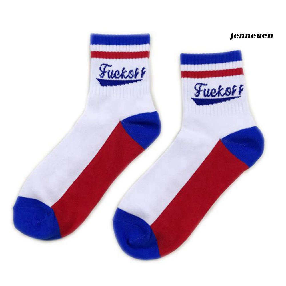 Đôi Tất Cotton Hoạ Tiết Sọc In Chữ Phong Cách Harajuku Cho Nam Và Nữ