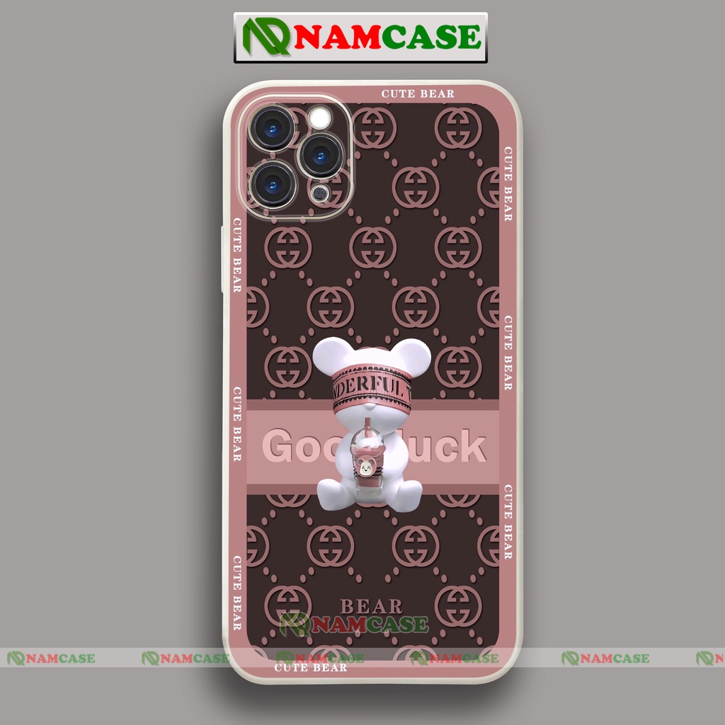 Ốp lưng iPhone cặp đôi Gấu cute dễ thương đẹp cạnh viền vuông ip 6/6s/7/8/X/XS/XR/11/12/13/14 Pro Plus Max