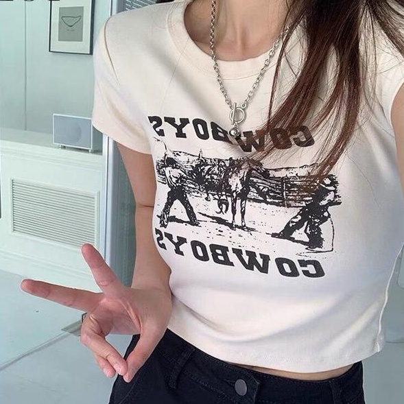 Áo thun IELGY tay ngắn dáng ôm phong cách cổ điển thời trang mùa hè cho nữ