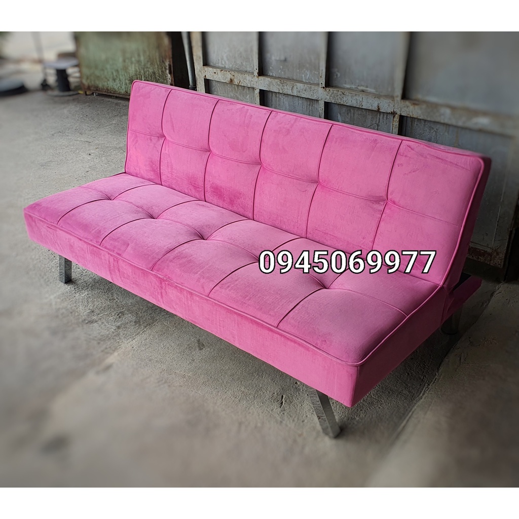 Sofa bed chân inox - sofa giường đa năng màu đen - vải bố