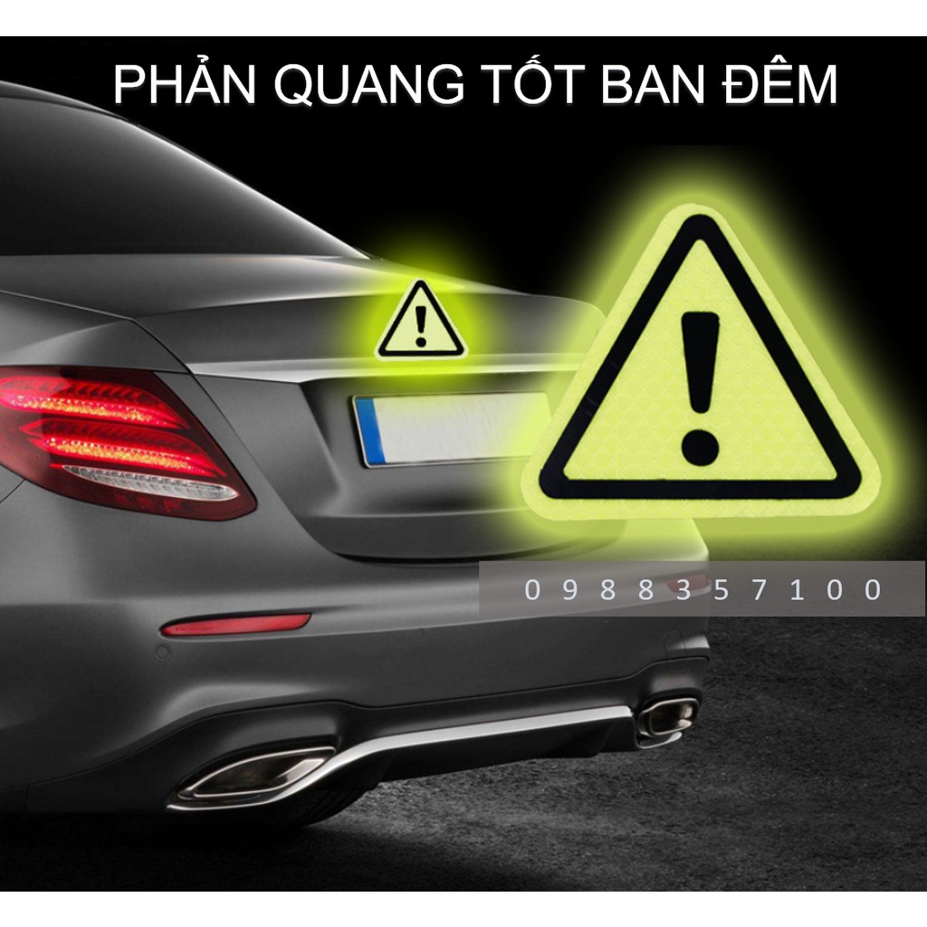 Decal cảnh báo tam giác phản quang ô tô , decal phản quang cảnh báo nguy hiểm