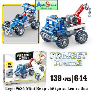 Đồ chơi lắp ráp cho bé làm kỹ sư xe công trình 139 chi tiết bánh răng chuyển động chuẩn STEM 9686 education