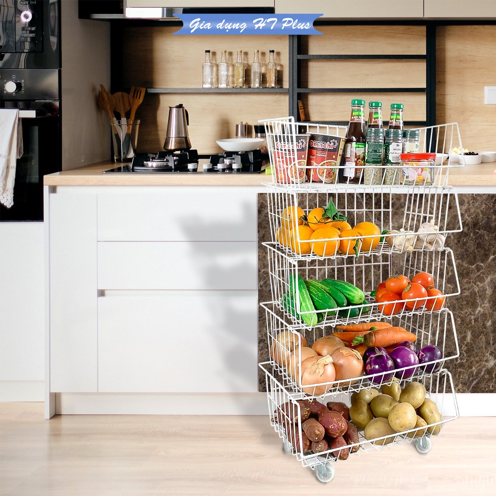 Kệ để rau củ quả, để đồ dùng nhà bếp tiện lợi, có bánh xe di chuyển