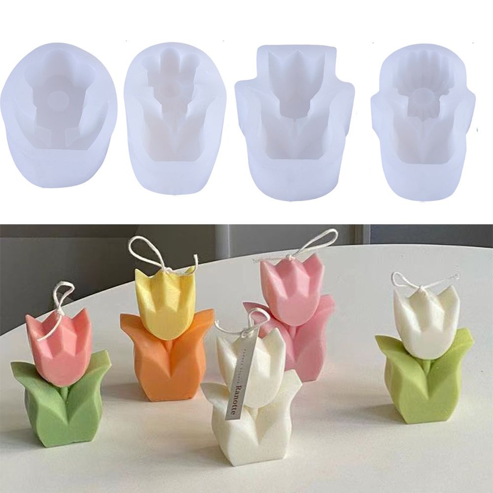Khuôn Silicone Tạo Hình Làm Nến Hình Hoa Tulip 3D DIY