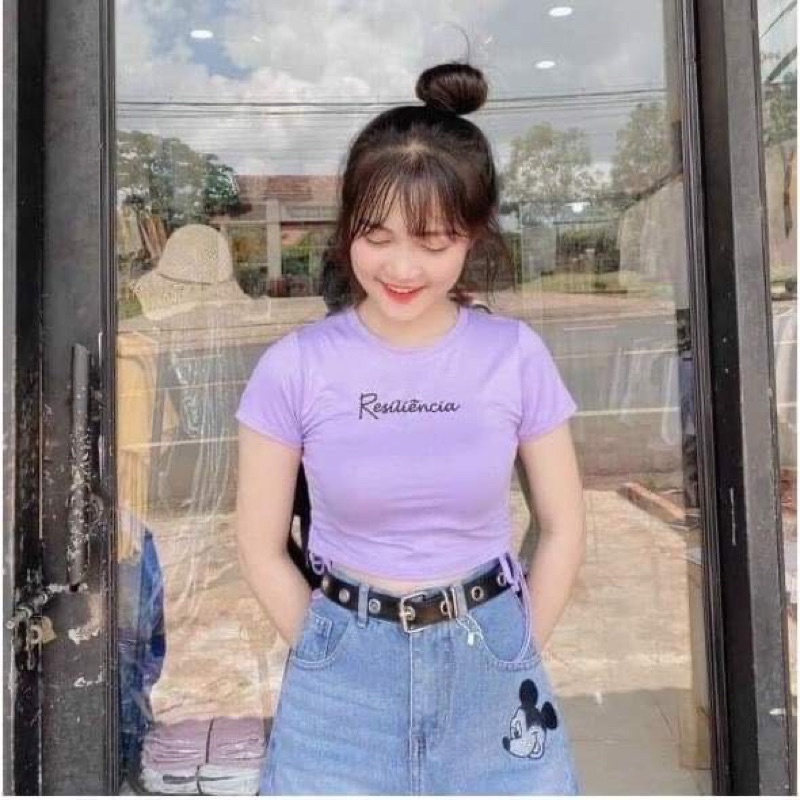 Áo croptop rút hông tím TC6