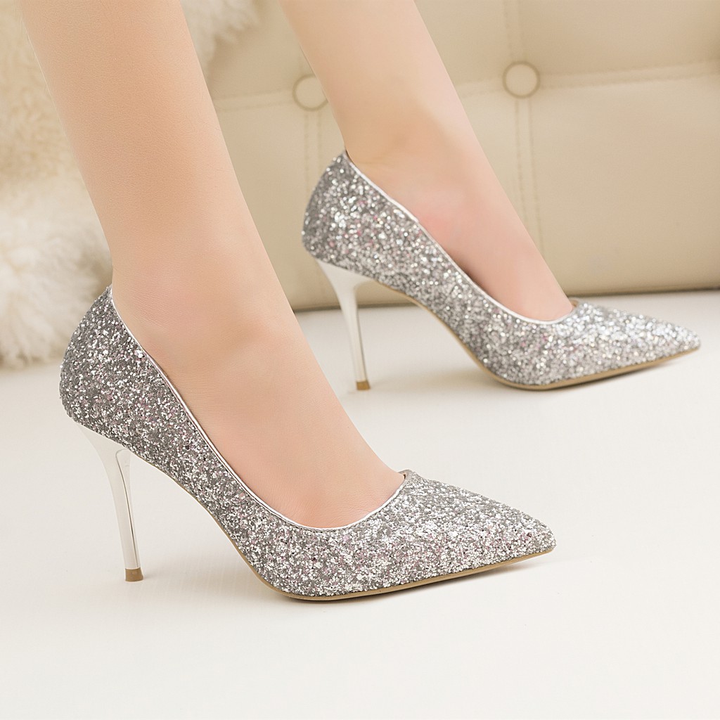 Giày Cao Gót Đính Kim Tuyến Lấp Lánh Thời Trang Dự Tiệc