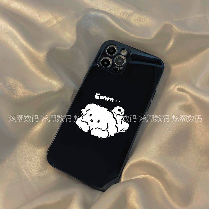 Thinking Dog Iphone14/13Promax Apple 12/11 Phone Case XR/Xs Bright Surface Black 7/8Plus Soft 9wqF