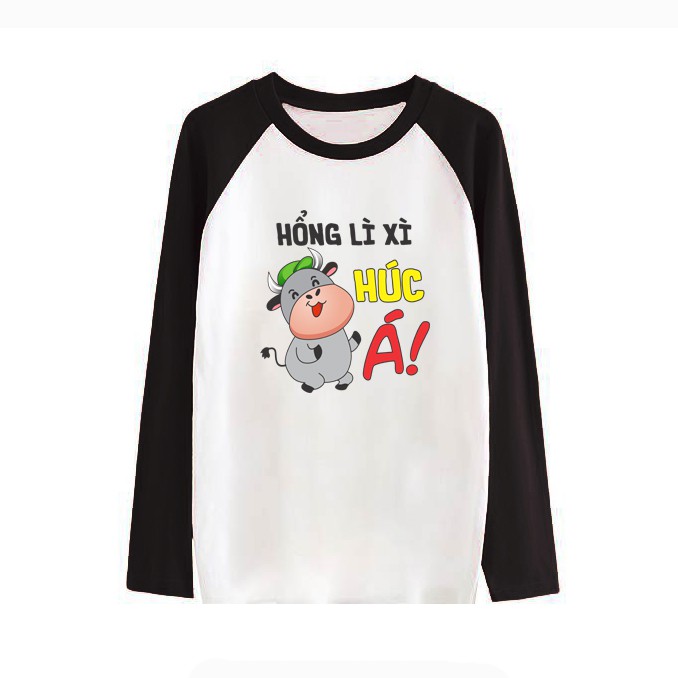 Áo thun dài tay raglan nam nữ unissex thiết kế cổ tròn basic in hình tết 2021 | BigBuy360 - bigbuy360.vn