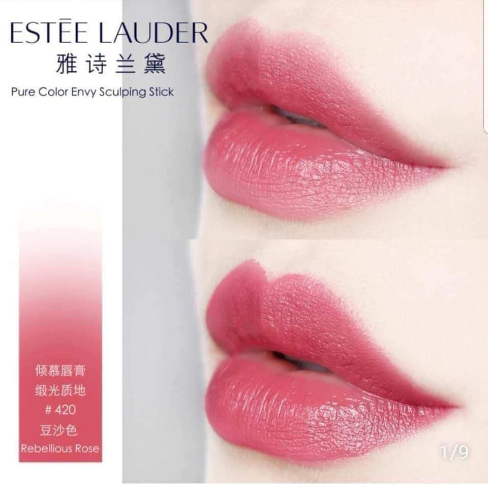 Son Estee Lauder Color Envy màu 420 Rebelious Rose tách sét không hộp